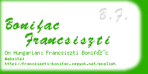 bonifac francsiszti business card